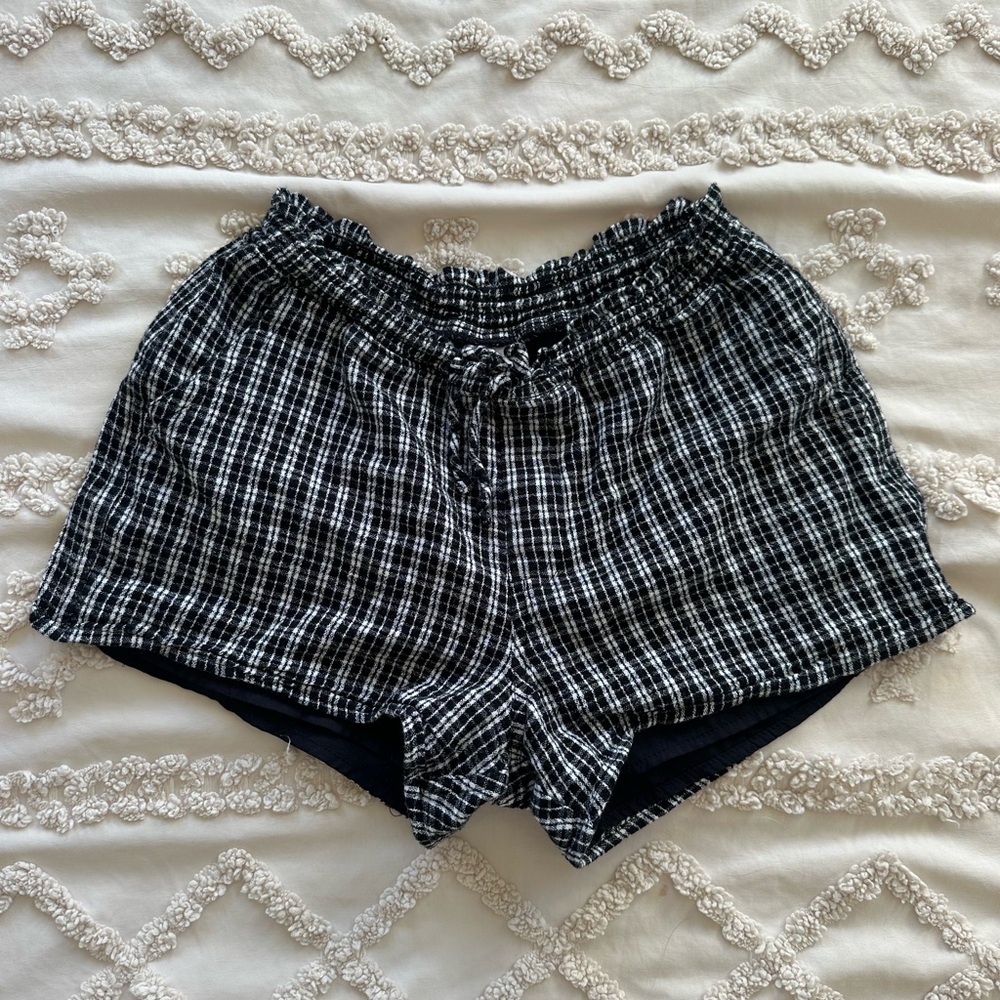 Abercrombie Kids Black and White Checkered Athletic Shorts